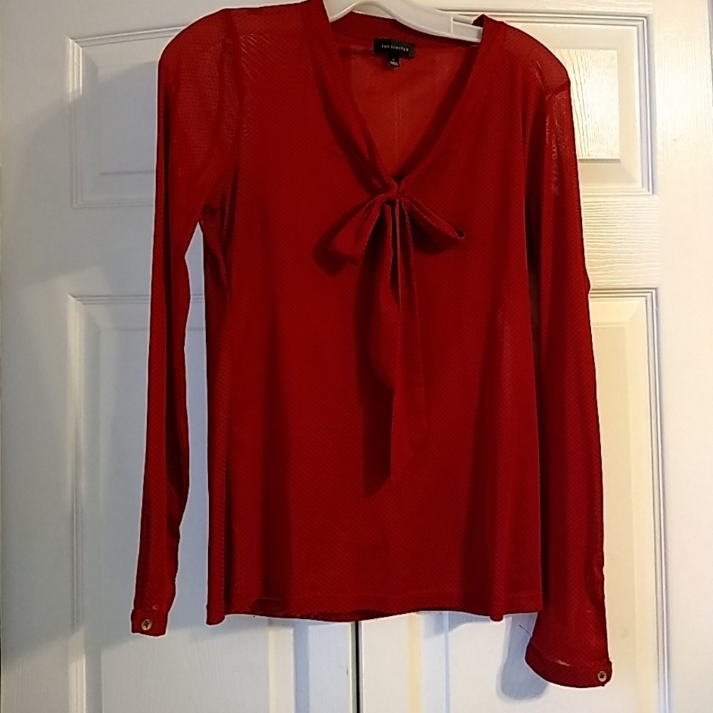 Thr Limited Sheer Red & Black polkadot blous